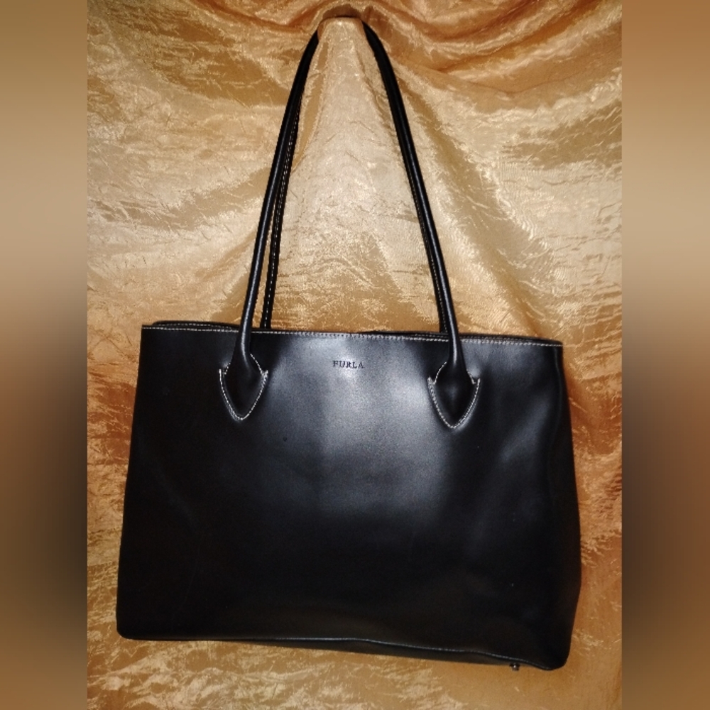 Furla Black Leather Tote Bag